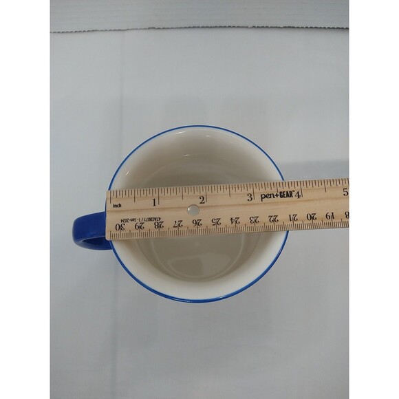 Bird Flowers Coffee Mug Tea Cup Double Sided Ceramic Colorful Whimsical Blue Rim - Picture 3 of 9